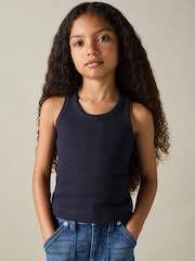 Reiss Navy Violet 13-14 yrs Cotton Blend Ribbed Vest - Image 2 of 4