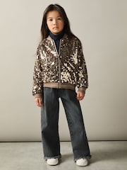 Reiss Gold Rebecca 13-14 yrs Sequin Bomber Jacket - Image 3 of 4