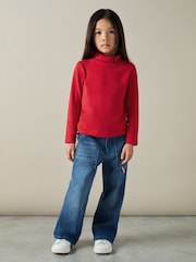 Reiss Red Carey 13-14 yrs Cotton-Jersey Roll-Neck Top with Stretch - Image 1 of 2