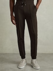Reiss Chocolate Brown Premier Interlock-Jersey Drawstring Joggers - Image 3 of 6