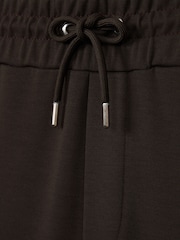 Reiss Chocolate Brown Premier Interlock-Jersey Drawstring Joggers - Image 6 of 6