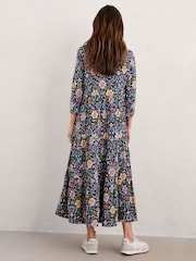 Seasalt Cornwall Blue Line Strokes Tiered Jersey Dress - Image 3 of 9