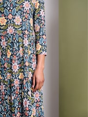 Seasalt Cornwall Blue Line Strokes Tiered Jersey Dress - Image 4 of 9