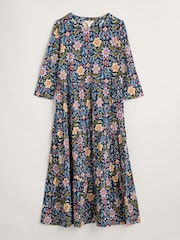 Seasalt Cornwall Blue Line Strokes Tiered Jersey Dress - Image 8 of 9