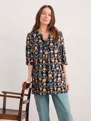 Seasalt Cornwall Blue Aventurier Printed Cotton Tunic - Image 1 of 5