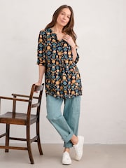 Seasalt Cornwall Blue Aventurier Printed Cotton Tunic - Image 3 of 5