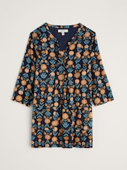 Seasalt Cornwall Blue Aventurier Printed Cotton Tunic - Image 4 of 5