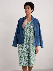 Seasalt Cornwall Green Brush Drawing V-Neck Jersey Dress - Image 3 of 5