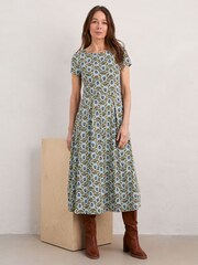 Seasalt Cornwall Green Petite Wild Bouquet Jersey Midi Dress - Image 1 of 5