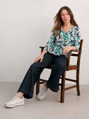 Seasalt Cornwall Blue Studio Glass 3/4 Sleeve Top - Image 3 of 4