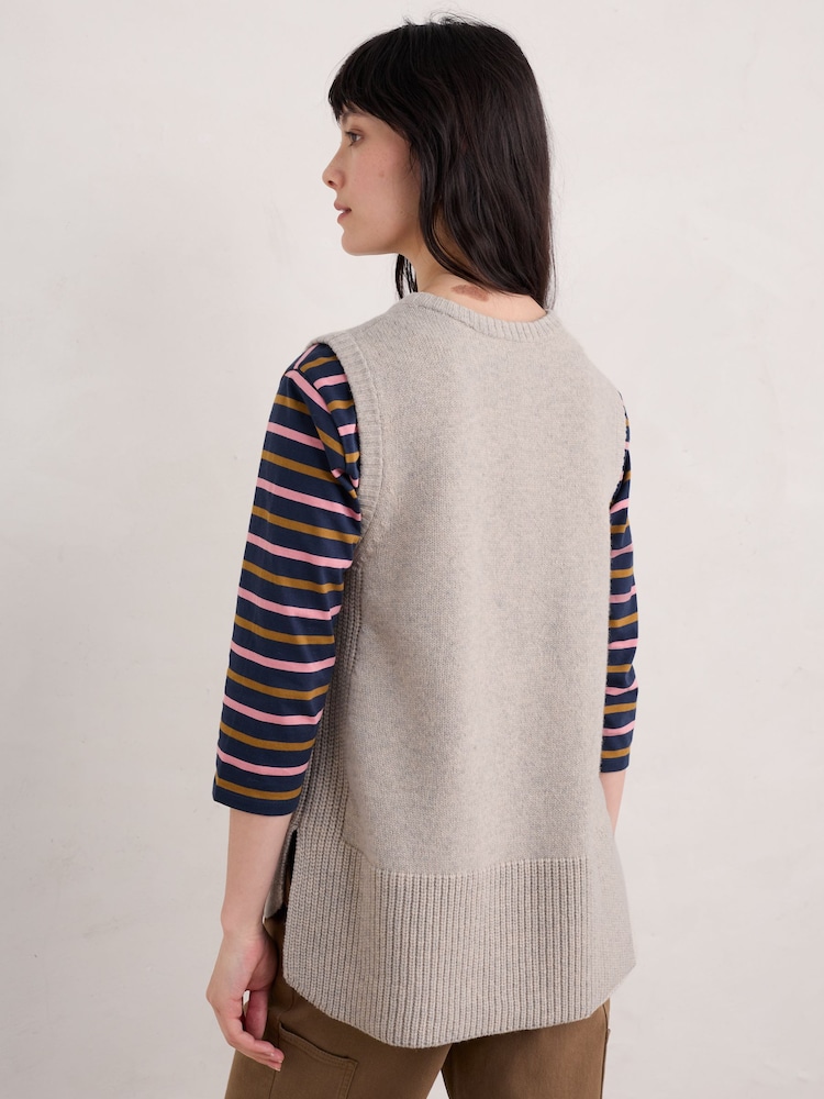 Seasalt Cornwall Natural Coupling Knitted Vest - Image 2 of 5