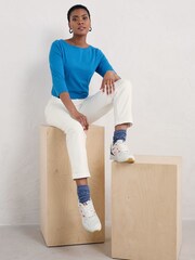 Seasalt Cornwall Blue Easel 3/4 Sleeve Top - Image 3 of 4