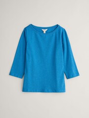 Seasalt Cornwall Blue Easel 3/4 Sleeve Top - Image 4 of 4