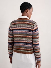 Seasalt Cornwall Purple Lamorna Lane Fair Isle Cardigan - Image 2 of 8