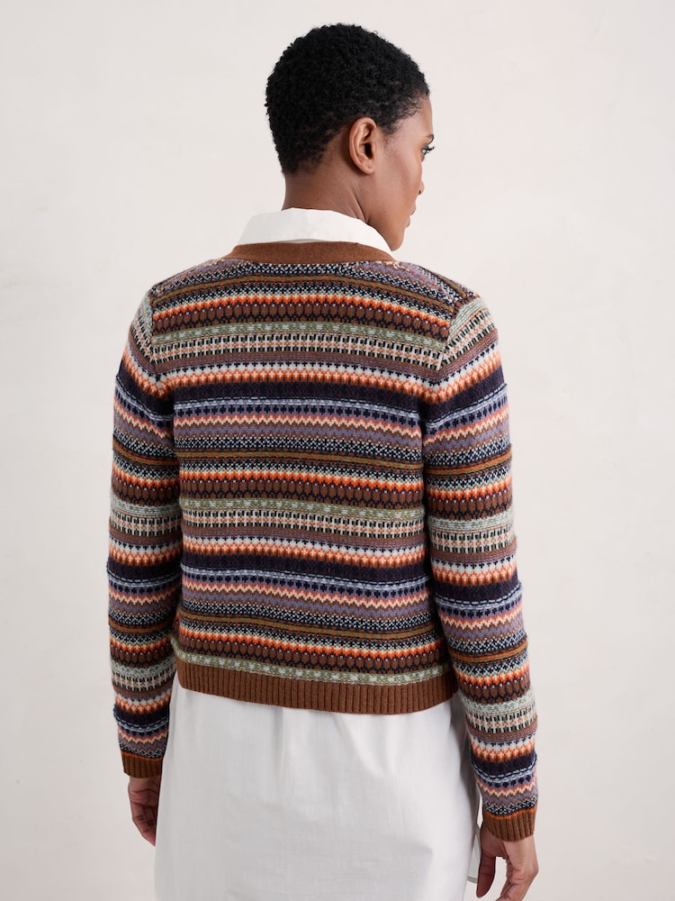 Seasalt Cornwall Purple Lamorna Lane Fair Isle Cardigan - Image 2 of 8
