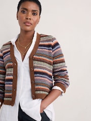 Seasalt Cornwall Purple Lamorna Lane Fair Isle Cardigan - Image 4 of 8