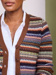 Seasalt Cornwall Purple Lamorna Lane Fair Isle Cardigan - Image 6 of 8
