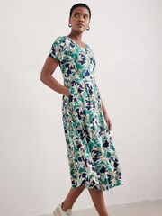 Seasalt Cornwall Blue Veronica Short Sleeve Jersey Midi Dress - Image 1 of 5