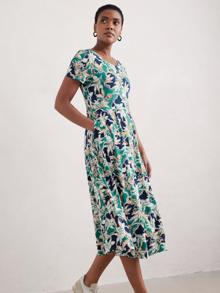 Seasalt Cornwall Blue Veronica Short Sleeve Jersey Midi Dress - Image 1 of 5