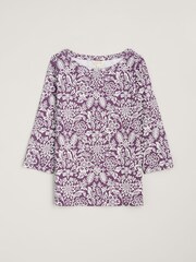 Seasalt Cornwall Purple Easel 3/4 Sleeve Top - Image 4 of 5