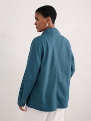 Seasalt Cornwall Blue Nancothan Long Linen/Cotton Blend Jacket - Image 3 of 5