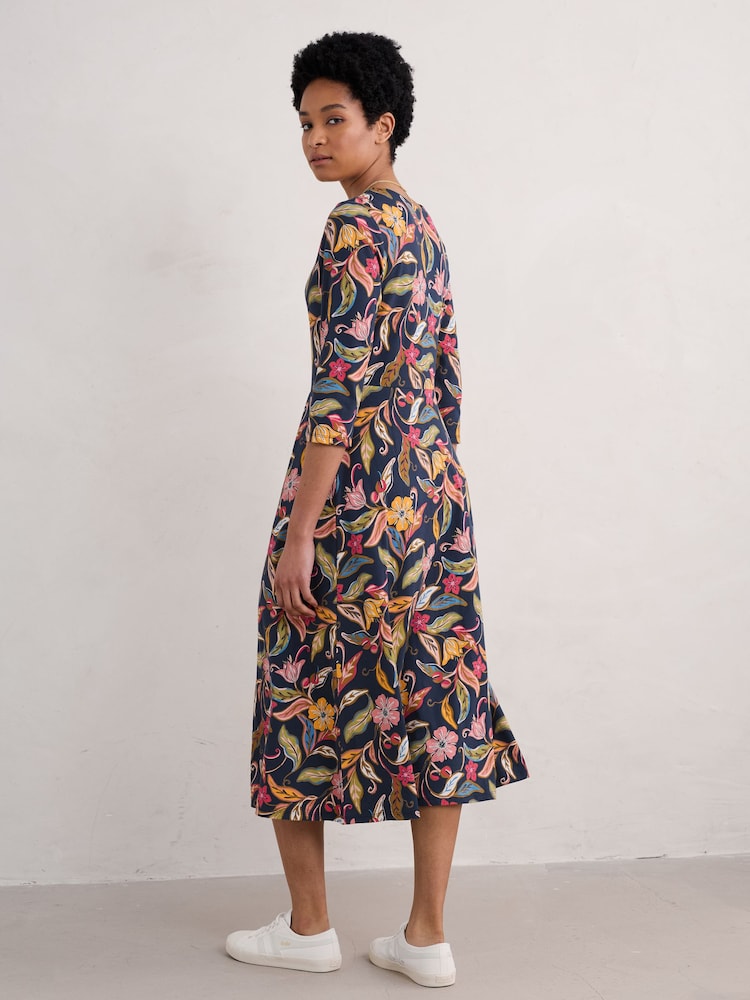 Seasalt Cornwall Black Helena V-Neck Jersey Midi Dress - Image 2 of 6 Seasalt Cornwall Black Helena V-Neck Jersey Midi Dress - Image 2 of 6