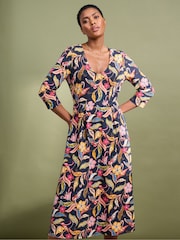 Seasalt Cornwall Black Helena V-Neck Jersey Midi Dress - Image 4 of 6