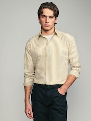 Yellow Slim Fit Single Cuff Long Sleeve 100% Cotton Striped Shirt - Image 1 of 7