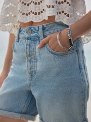 Bleach Bleach Relaxed Turn Up 100% Cotton Denim Shorts - Image 5 of 8