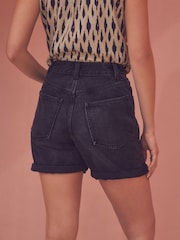 Noir - Short en jean décontracté Bleach Turn Up 100% coton - Image 3 of 4