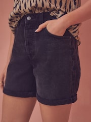 Noir - Short en jean décontracté Bleach Turn Up 100% coton - Image 4 of 4