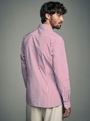 Pink Slim Fit Single Cuff Long Sleeve 100% Cotton Striped Shirt - Image 4 of 7