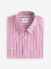 Pink Slim Fit Single Cuff Long Sleeve 100% Cotton Striped Shirt - Image 5 of 7