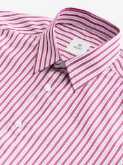 Pink Slim Fit Single Cuff Long Sleeve 100% Cotton Striped Shirt - Image 6 of 7
