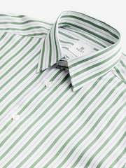 Green Slim Fit Single Cuff Long Sleeve 100% Cotton Striped Shirt - Image 7 of 8