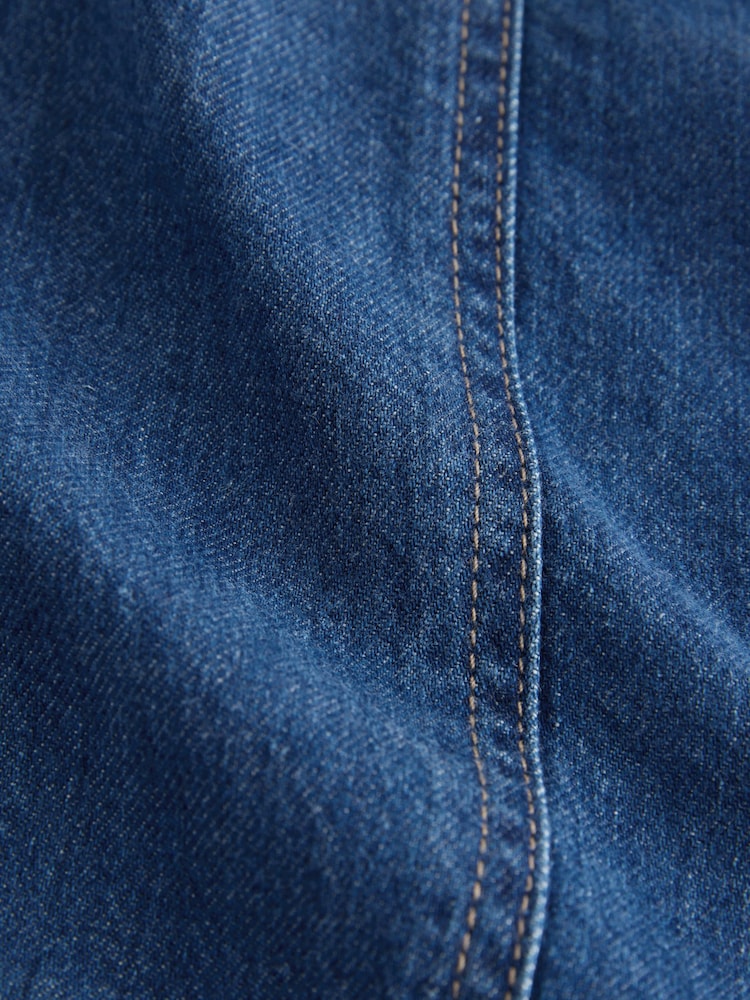 Mid Blue Utility Lightweight 100% Cotton Denim Shorts - Image 8 of 8