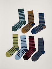 Seasalt Cornwall Black Mens Striped Sailor Gift Box Socks 7 Pack - Image 1 of 3