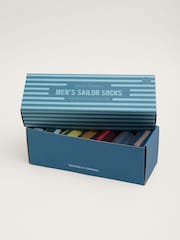 Seasalt Cornwall Black Mens Striped Sailor Gift Box Socks 7 Pack - Image 3 of 3