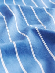 Cobalt Blue Slim Fit Single Cuff Long Sleeve 100% Cotton Striped Shirt - Image 9 of 9