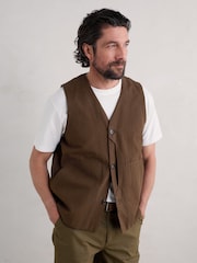Seasalt Cornwall Brown Mens Cotton Metern Waistcoat - Image 1 of 5