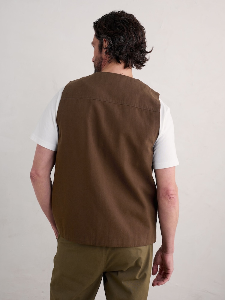 Seasalt Cornwall Brown Mens Cotton Metern Waistcoat - Image 2 of 5