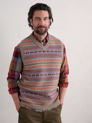 Seasalt Cornwall Black Mens Fair Isle Walt Vest - Image 1 of 5