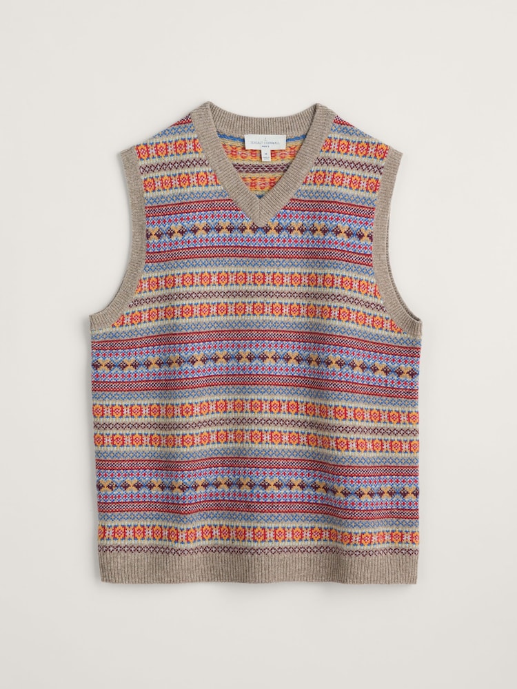 Seasalt Cornwall Black Mens Fair Isle Walt Vest - Image 4 of 5