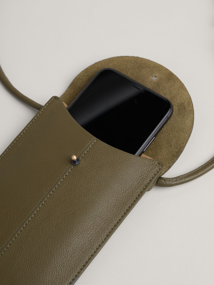 Seasalt Cornwall Green Fen Leather Phone Sling - Image 6 of 6