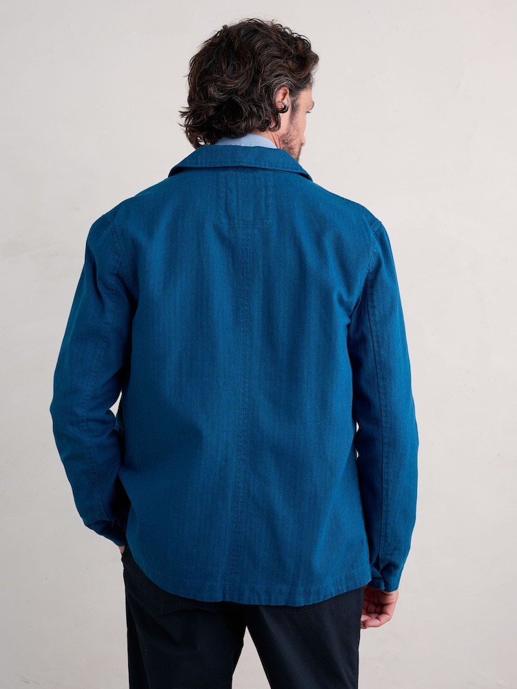 Seasalt Cornwall Blue Mens Tollgate Linen Blend Jacket - Image 2 of 5