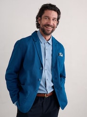 Seasalt Cornwall Blue Mens Tollgate Linen Blend Jacket - Image 3 of 5