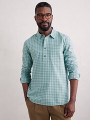 Seasalt Cornwall Green Mens Warren Half Placket Overshirt - Image 1 of 5