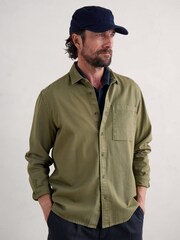 Seasalt Cornwall Green Mens Jackdaw Cotton Twill Shirt - Image 1 of 5