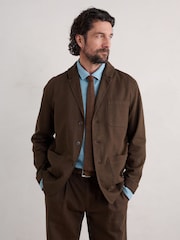 Seasalt Cornwall Brown Mens Tollgate Linen/Cotton Blend Jacket - Image 1 of 5