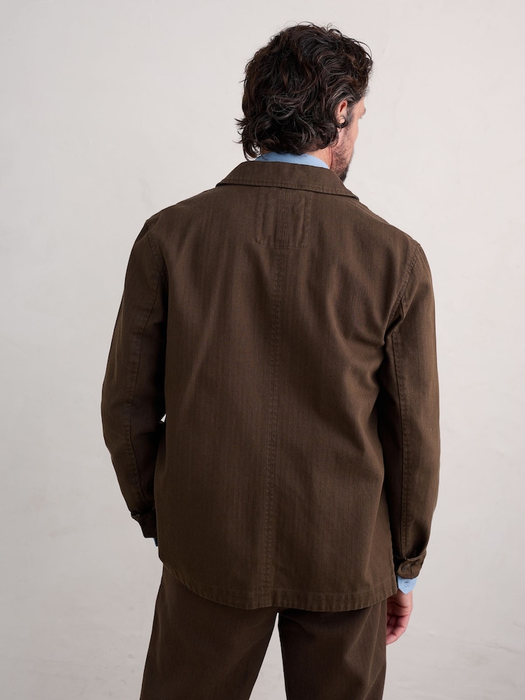 Seasalt Cornwall Brown Mens Tollgate Linen/Cotton Blend Jacket - Image 2 of 5